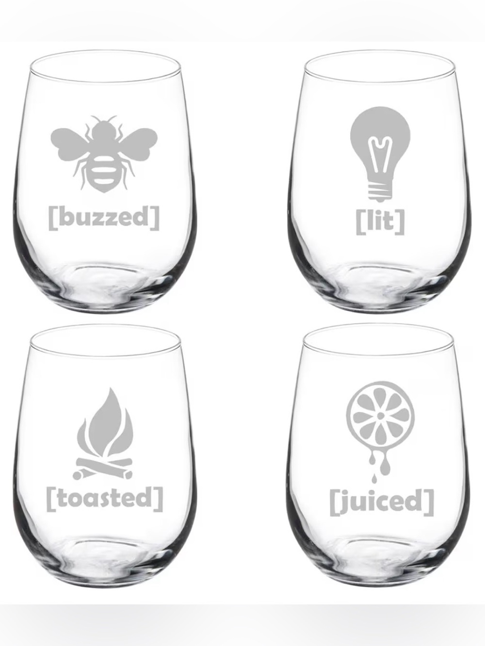 Funny stemless goblet wine glasses